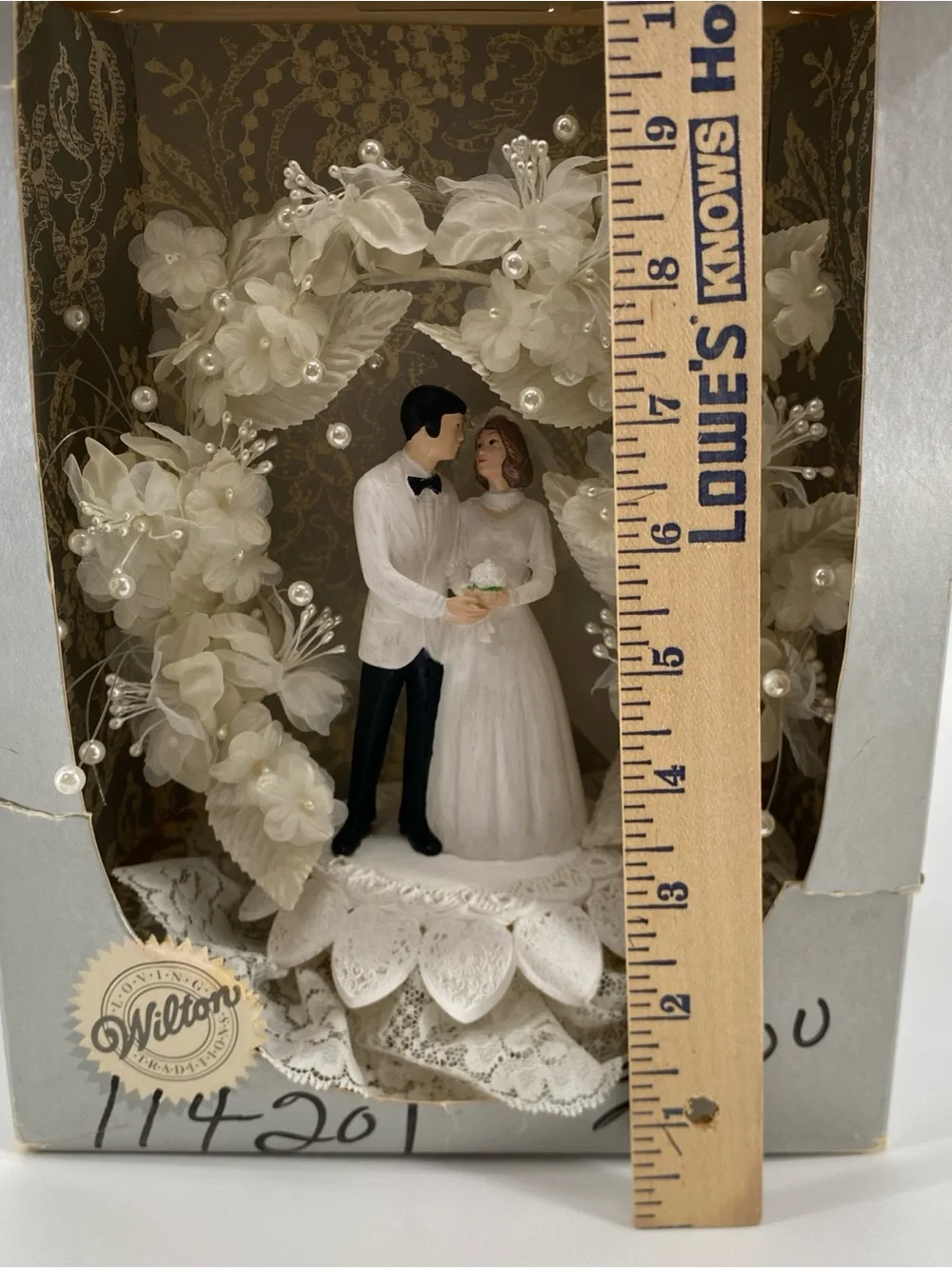 Vintage Wilton White and Black Bride & Groom Wedding Cake Topper